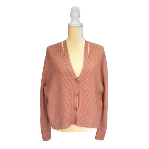 Skull Cashmere Cardigan Sweater Women’s Medium Color= Salmon V-Neck Warm New NWT - Picture 9 of 9
